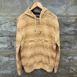 Vintage Y2K Ecko Unltd Hoodie Large Tan Rhino Zip Up Skate Surf 2000s